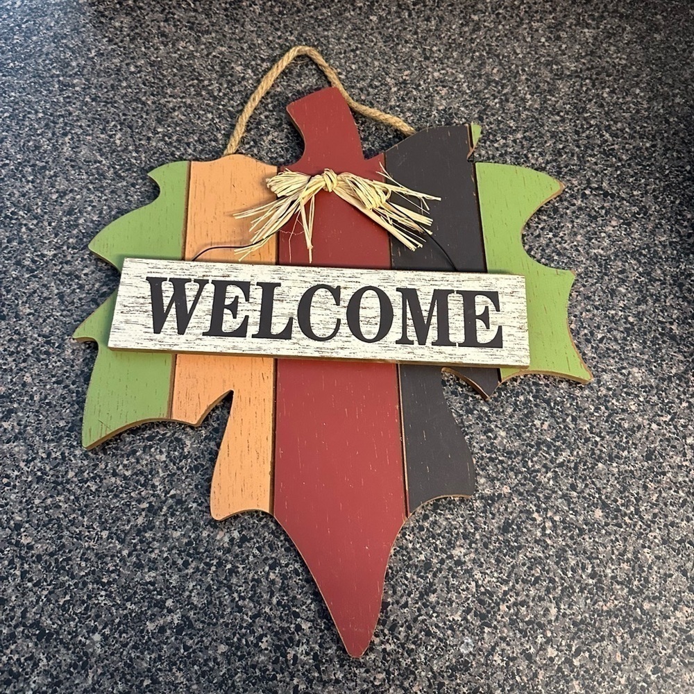 Fall Wood Welcome Hanging Door Sign
